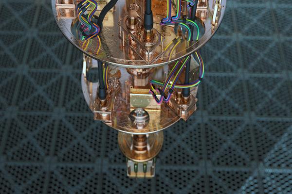 Close view of quantum computer components