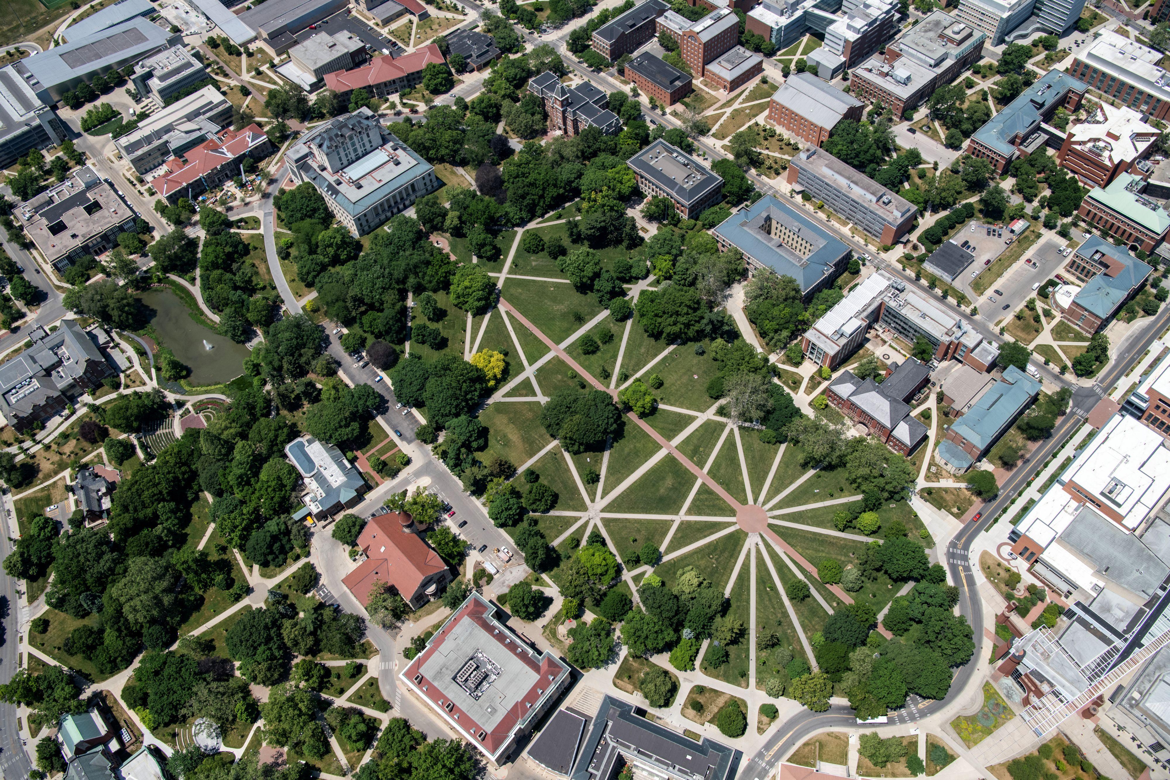 Ohio State University campus aerial shot